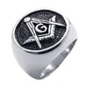 Bague pour hommes en acier inoxydable Personnalité classique série rétro freemaoson maçonnique argent anneaux noirs maçon gratuit emblèmes maçonniques bijoux bijou