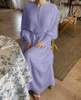 Vêtements ethniques Muslim Mode Mode Hijab Robe Solide Mousseline de soie Perlée Abayas pour femmes Robes turces Dubaï Abaya Islam Kaftan Robe Musulmane Lon