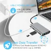 USB Type C Hub Bağlantı İstasyonları Type-C - HDTV 4K VGA Adaptörü RJ45 Lan Ethernet SD TF USB-C 3.0 Typec 3.5mm Jak MacBook Pro için Ses Videosu OTG