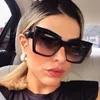 Sunglasses Vintage Cat Eye Women Brand Designer Square Sun Glasses Retro Tortoise Decor Rectangle Big Frame Shade Eyewear FemaleSunglasses