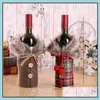 Party Favor Event Supplies Festive Home Garden New Wine ER med Bow Plaid Linen Bottle Cloth DHFOC