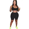 Sommer -Sheer Yoga Hosen Outfits für Frauen Designer Kleidung sexy Mesh Crop Top Weste und Perspektive Shorts 2 Stück Sportswear