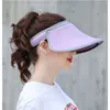 여성 여름 태양 바이저 넓은 브림 모자 해변 모자 조절 가능한 UV 보호 여성 캡 포장 가능한 더블 레이어 보호 태양 모자 220506