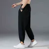 2022 Zomer heren ijs zijden broek mannen elastische taille Chinese stijl broek mannelijke hiphop ademende casual broek pantnes l220706