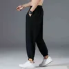 2022 Summer Men's Ice Silk Pants Men elastic midja kinesiska stilbyxor manliga hip-hop andningsbara avslappnade byxor pantnes l220706