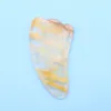 Giada di cristallo giallo naturale a forma di B Massaggio di bellezza Gua sha pietre Massaggiatore sottile per il viso Face-lift Guasha Scraping board