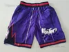 Top Quality Team Basketball Shorts Just Don Retro Hot Short Sports Wear JUSTDON With Pocket Zipper Sweatpants Pant Black Blue Purple White Stitched Size S-XXL