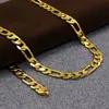 Pendant Necklaces 7mm/10mm/12mm Figaro Chain Necklace 18k Yellow Gold Filled Classic Men Clavicle Choker Jewelry Gift 60cm LongPendant