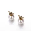 Dangle & Chandelier Fashion Retro Bee Personality Earrings Female Net Celebrity Back Hanging Letters Pearl Asymmetric Temperament Ladies Ear