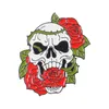 Punkowa róża czaszka krowa głowa broszka unisex halloweenowe kwiaty szkieletowe kołnierzyki kołnierzyki ze stopu gustownie gałązki do plecaku brochy ubrania kapeluszu