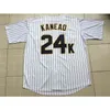 XFLSPメンズフーリガン24KブルーノマーズBianco Awards Gessato Jersey 100％ステッチ縫製ボタン野球ジャージ安い卸売S-3XL