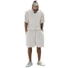 Zomer trendy streep losse trainingspakken voor mannen Holiday Style Short Sleeve T-Shirt en Drawstring Shorts Casual 2-delige sets 2281