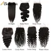 11A Top Virgin Human Hair Koronkowe zapięcie 4x4 Proste Body wave Luźne Głębokie kręcone Wodne fale Naturalne falowane 8-20 cali Zamknięcia Jakość Pełne części bez naskórka Wstępnie oskubane