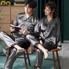 Men's Tracksuits Spring And Autumn Men Solid Soft Silk Pajamas Set Casual Home Clothing Long Sleeve Couple's Sleepwear Pyjamas Homme