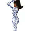 Sukienki swobodne sukienki motylki bodycon sprężyna vintage niebieska kwiat klubowa dzielona długie damki jedno ramię estetyczne sukienki