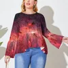 نساء زائد الحجم تي شيرت ملون Galaxy Sky T Shirt درب التبانة طباعة القمصان الخمر متدفق