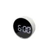 Portable Digital Display Alarm Table Clock Night Light Round Oval Mirror LED Large Display Bedside Clocks