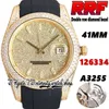 RFF Latest jh126334 A3255 Automatic Mens Watch tw126333 ew228348 Diamond inlay Stick Markers Gold Dial Steel Iced Out Diamonds Case Rubber eternity Jewelry Watches