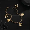 Charm Bracelets Jewelry 1Pc Gold Butterfly Charms Anklet For Women Stainless Steel Flower Summer Beach Ankle Bracelet Foot Chain Jewelrychar