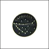 Accessoires de bande dessinée Produits Bébé Enfants Maternité Noir Badge Rond Constellation Symbole Signification Broches Épingles En Émail Drôle Fashionjewelry