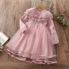 Flickans klänningar Spring Lace Flower Party for Girls Elegant Dress Kids Princess Costume Teenagers Children kläder Vestidos 8 10 14 Yearsgirl '