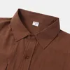 Camicie casual da uomo T-pack da uomo Camicia solida estiva da uomo Hawaii Manica corta Doppia tasca Colletto rovesciato Bottoni Grandi uominiUomini