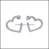 Hoop Hie Earrings Jewelry Wholesale 2021 High Quality Heart Crystal For Women Bijoux Geometric Rhinestone Cz Earring Statement Gifts Drop