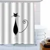 Grappige zwarte katten douchegordijn 12 haak polyester stof 3D printen badkamer waterdichte meeldauwbestendige baddecor 220429