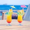 Bar Tools Umbrella Parasol Cocktail Picks Cupcake Toppers Luau Toothpicks Hawaiian Party Decorations Multicolored XBJK2204