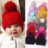 Winter baby pom poms haak hoed dikke hoeden zuigeling peuter warme petten jongen meisje gebreide pet m4182