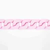 316l Stainless Steel Lacquer Bracelet Men Women 12mm Iced Out Pink Black Orange Cuban Chain Hip Hopjewelry 15cm 10inch