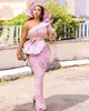2022 Aso ebi Pink Mother of the Bride Dress Full Ploud
