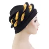 Women Sequin Braid Turban African Headtie Bonnet Hat Twisted Turban For Women Aso Oke Auto Gele Islam Headwear Cancer Chemo Hats
