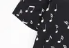 Black And White Piano Note Pattern Shirts For Men High Quality Short Sleeve Casual Shirt Social Streetwear Business Dress Shirts