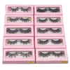 22~25mm 3D Mink Colored Eyelashes Colorful 100% Mink Lashes Pink Blue Red White False Eyelash Natural Dramatic Fluffy Soft Eye Lash with Color End for Party