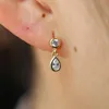 Stud Fashion Simple Cz Jewelry Round Tear Drop Cubic Zirconia Gold Color Young Girl Women Gift Bezel EarringStud Dale22