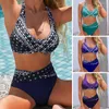 Damen-Badebekleidung, sexy Push-Up-Bikini, Damen-Badeanzug mit Punkten, bedruckt, hohe Taille, gepolstert, Übergröße, Badeanzug, Bikini-Set, Biquini, Strandkleidung