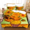 Pintura a óleo Van Gogh Star Sky Bedding Conjunto Queen King Size Decoração de quartos Passagem de capa de colcha 2/3 PCs Cama de cama Têxtil caseira