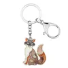 Keychains esmalte a liga floral fofo anel fofo bolsa de moda -chave cadeia de jóias de animais individuais para mulheres garotas de presente