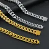 Kettingen 5 mm/7 mm/9 mm/13 mm ketting mannen roestvrij staal Cubaanse ketting punk hiphop dikke link gladde goudkleur sieraden gesp yS149Chains