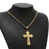 Colares de pingentes de aço inoxidável Crucifixo da moda banhado de ouro Jesus 33 49mm Colar Colar Pingents 24 '' para homens de joalheria Gifts Findingspenda