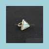 Solitaire Ring Rings smycken Fashion Triangle Shaped Blue Turquoise Wedding Retro Punk Natural Stone Gold Plated For Women Fine Drop Deliver