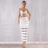 Kvinnors spårningsdräkter Seamy 2022 Elegant White Lace Suits Women Bandage 2 Two Pieces franse Summer Set Club Sexig Party Celebrity Set SetWom