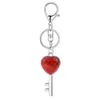 Vrouwen Key vorm hanger Keychain voor tas auto natuurlijk liefde hart edelsteen lucy slot kristal mannen genezen chakra schattige sleutelhanger