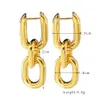 Kvinnor Stylish Hoop örhängen för kvinnor Geometricl Chain Stud med Designer Metal Texture Geometric Charms Gold Copper Ear Accessory Populära retro presenter Simpple