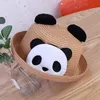 Beret Cartoon Panda Print Summer Straw Hat for Kids Beach Sun Cap Busd Baby Baby Protection Caps