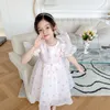 Vestidos rosas de verano para niñas pequeñas, vestido con lazo grande para niñas, ropa de fiesta de cumpleaños para niños