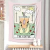 Retro tarot thee roze donut tapijt tapijt mandala sun maan muur hangend deken tapijt tapijt Indian tapestry tapchras hekserij slaapzaal decor j220804