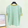 Shintimes Striped Tee Shirt Femme Tops Summer T Women Thin Ice Silk Knitted Tshirts Short Sleeve Clothing Camisetas Mujer 220321