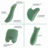 4 Pcs Green Gua Sha Massage Tool for Jade Stone Face Massager Skin Scraping Natural Board Body220429